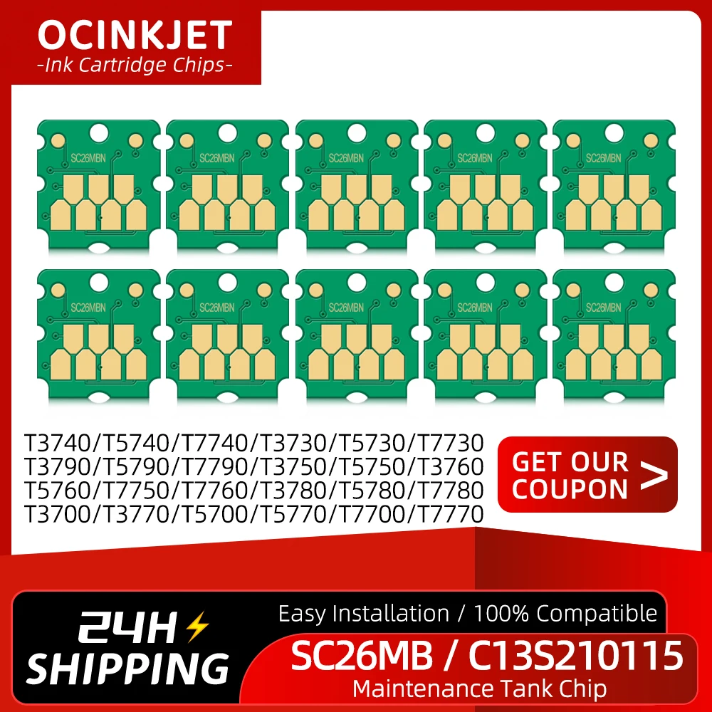 

C13S210115 SC26MB Maintenance Tank Chip For Epson T3740 T5740 T7740 T3730 T5730 T7730 T3790 T5790 T7790 T3700 T3770 T5700 T5770