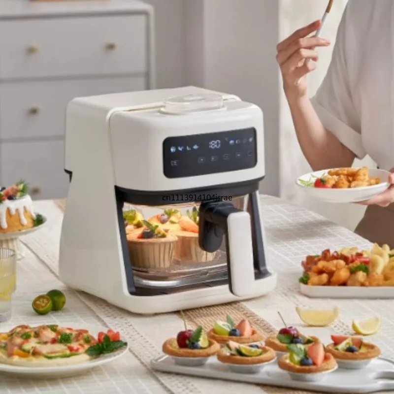 Sprayer Air Fryer with Visible Window, Smart 2-in-1 Electric Oven, Oil-Free Cooking Basket with Humidifying Function