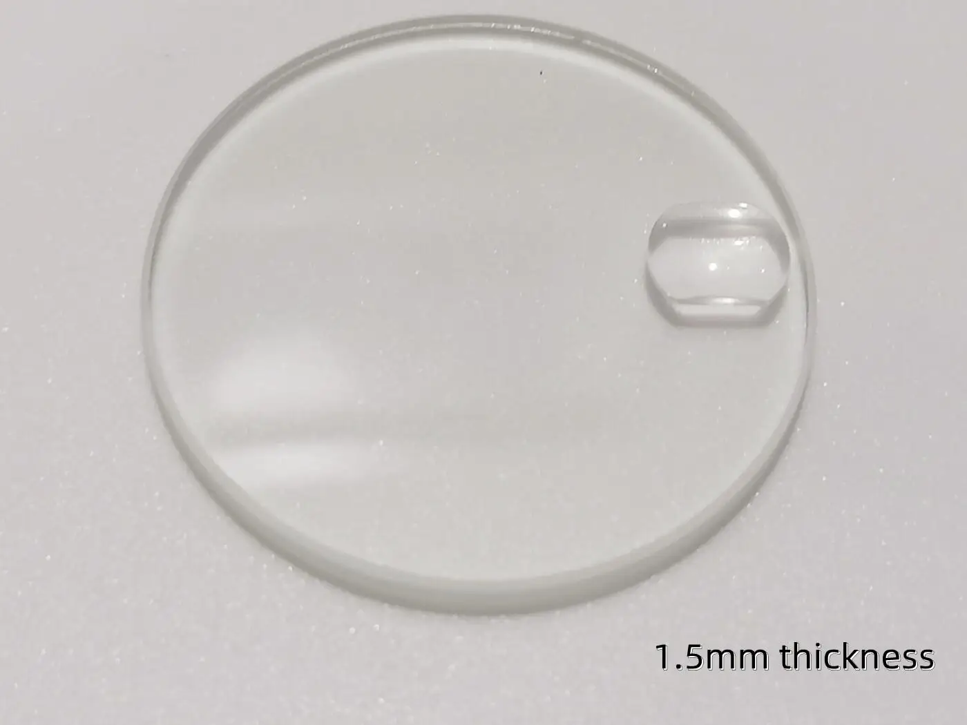 

1.5mm Thick Date Window Watch Glass Round Flat Mineral Timepiece Crystal with Bubble Magnifier 25mm-36mm Diameter YZC891