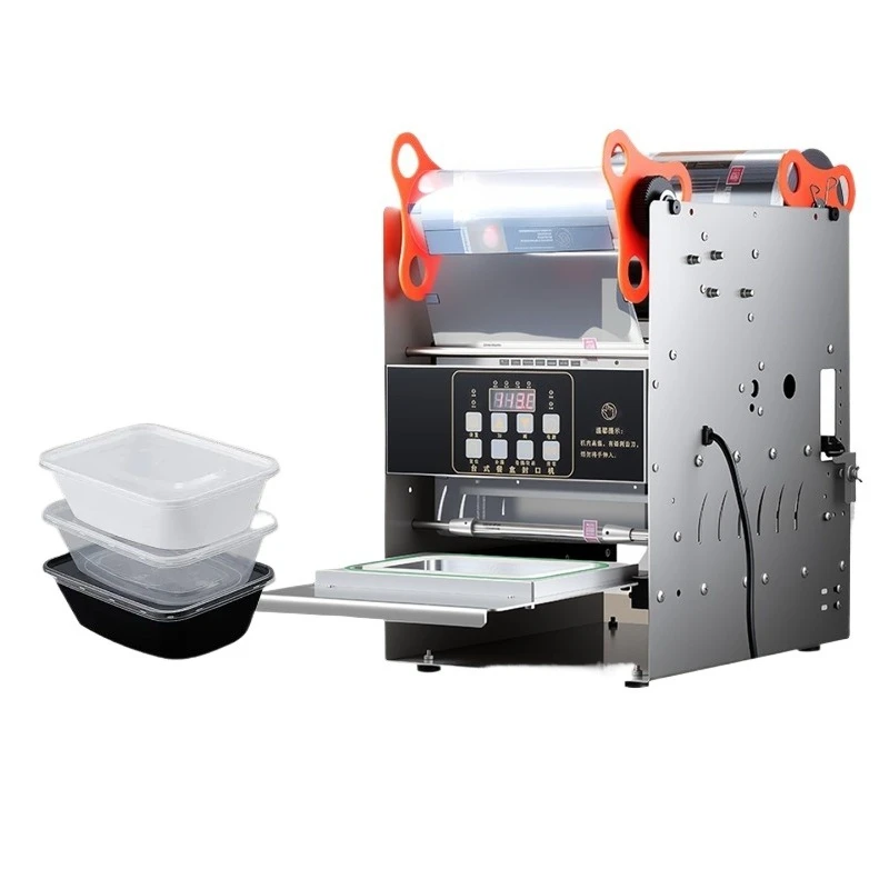 

Fresh-locked box small sealing machine, commercial takeaway lunch box packaging machine, disposable plastic bowl desktop baler