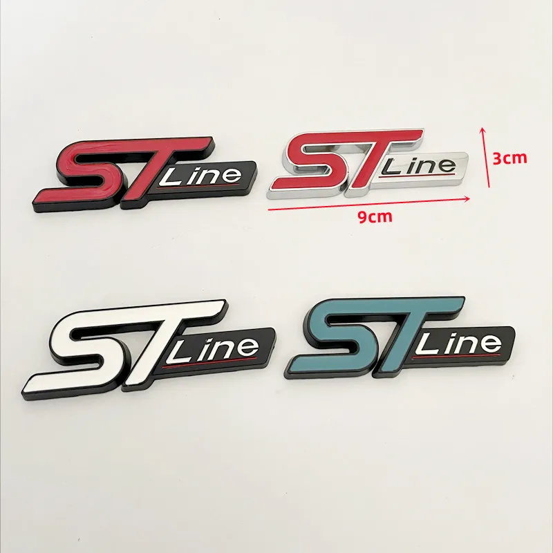3D Metal ST Line Logo Car Emblem Sticker Trunk Badge For Ford Kuga MK3 MK4 S Max Focus Puma Fiesta Accessories
