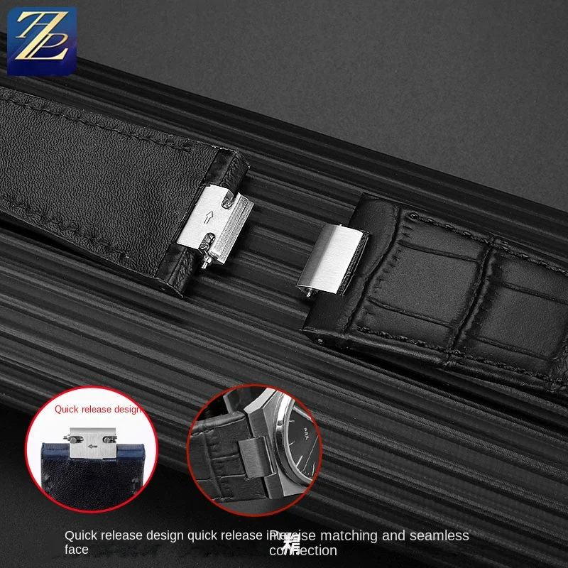 Metal quick release design watchband for Tissot prx T137410/410 watch genuine leather watch with watch chain accessories 26-12mm