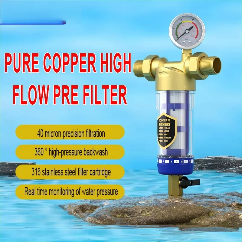 Pre Filter Backwash Stainless Steel Mesh Purifier Central Prefilter Water Filter Sediment Filtration Whole House Water Filter