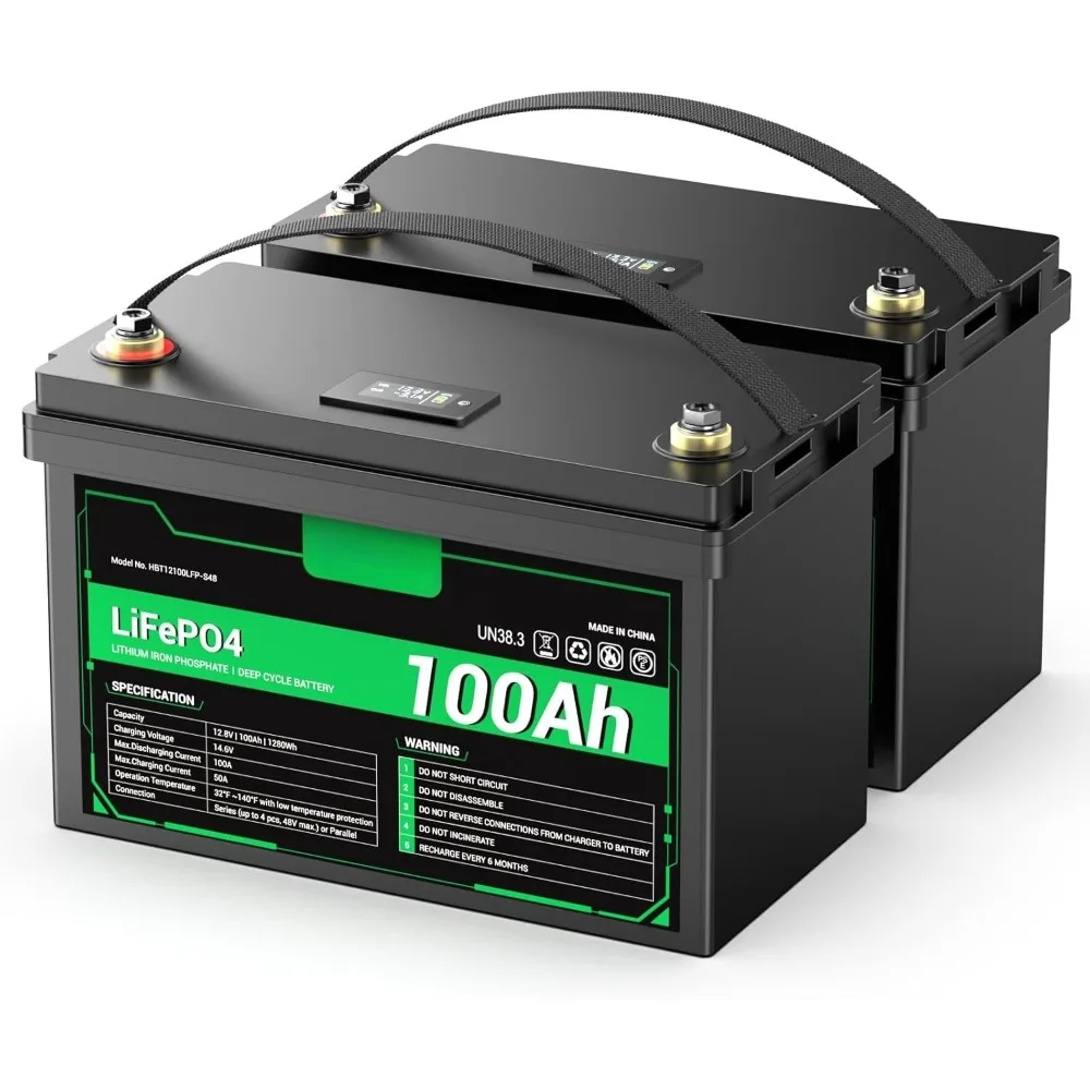 

12 Volt 100Ah Lithium Iron Phosphate Battery with LED Meter,LiFePO4 Battery,10 Year Lifetime,Low & High Temp Protection