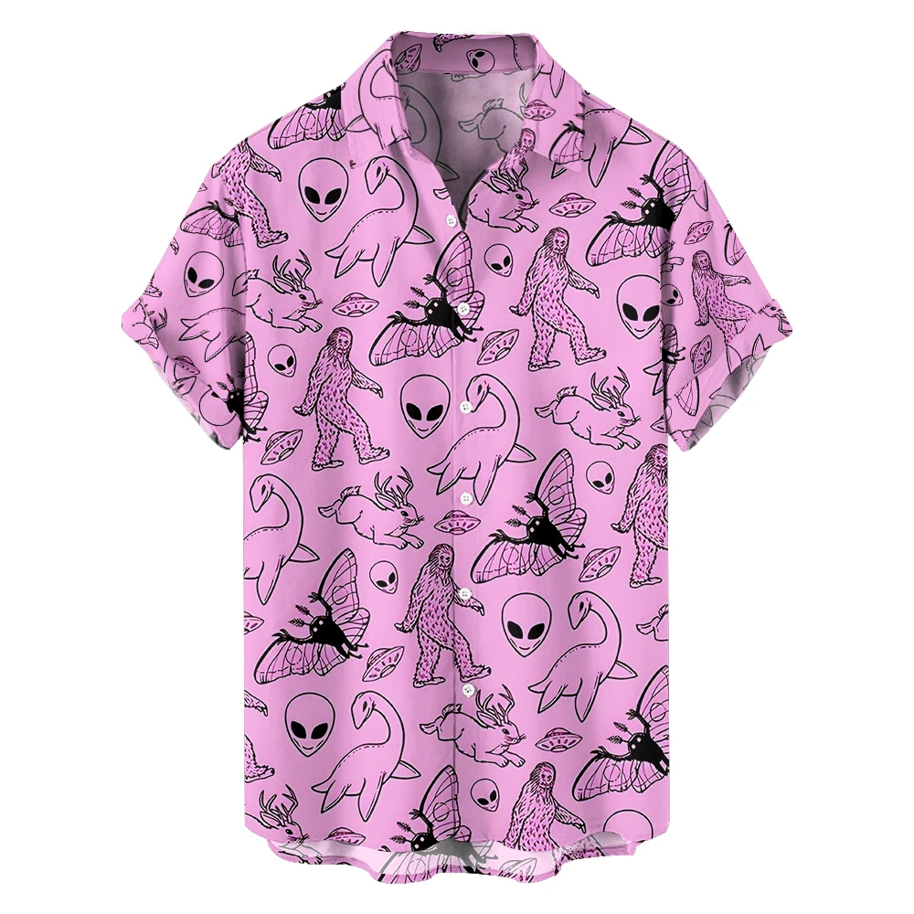 

Original Summer orangutan animal leisure Travel Plus size Short Sleeve shirt Hawaiian style digital print loose trend shirt