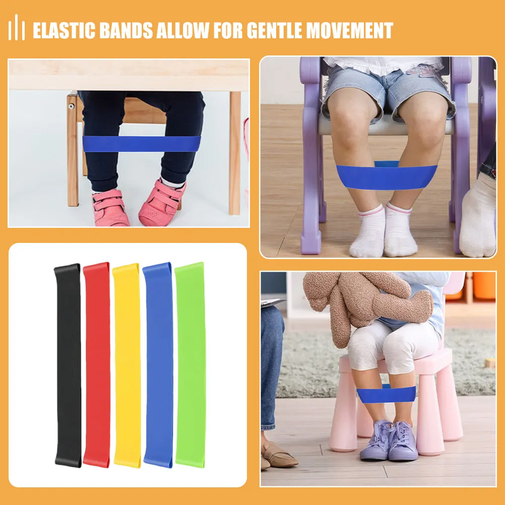 5Pcs Elastic Chair Bands for Classroom Desk Legs Focus Support Leg Resistance Loop Exercise Bands Workout Yoga Office Fitness
