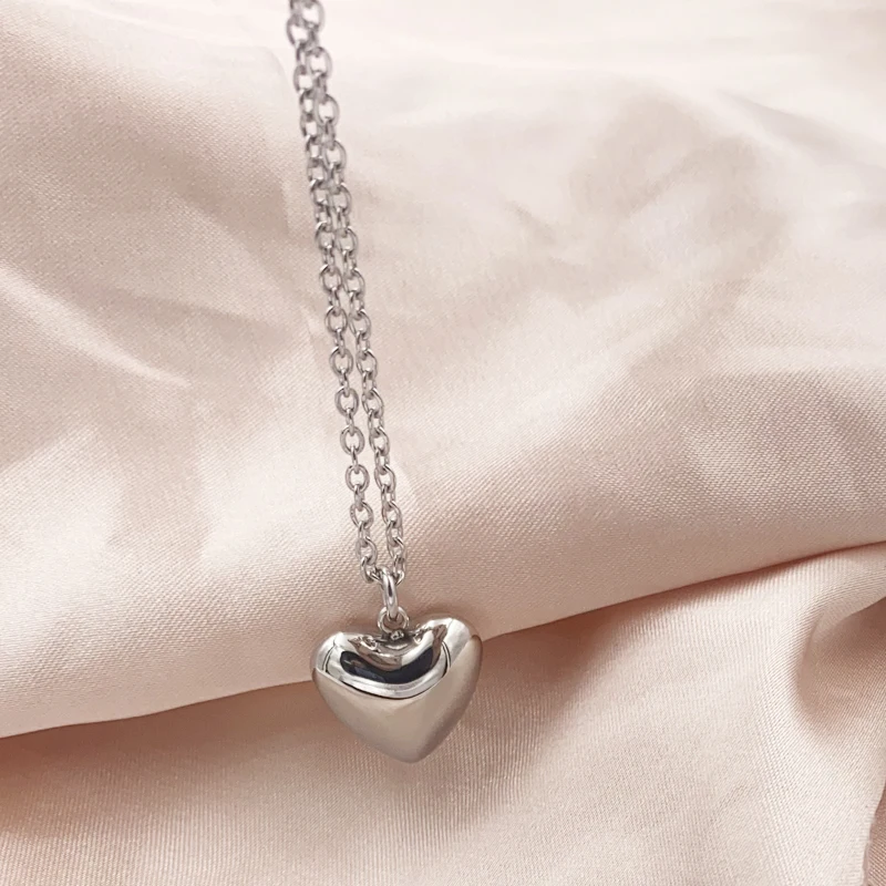 Romantic Surgical 316L Stainless Steel Heart Pendant Necklace Jewelry For Girlfriend Lovers Woman Valentine Engagement Gifts