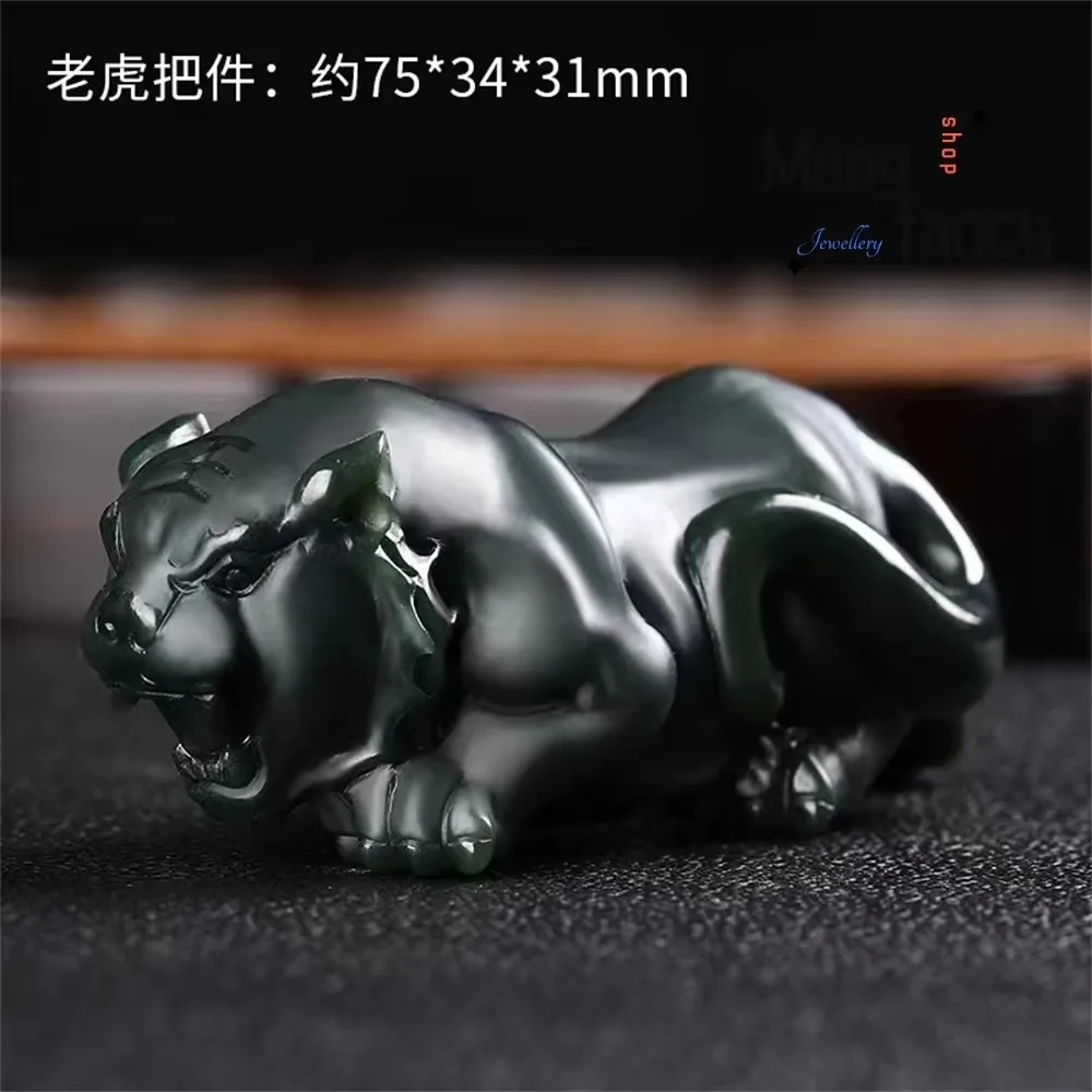 Natural Hetian Green Jade Golden Toad Fine-grained Tiger PI Xiu Dragon Turtle Handle Piece High-grade Exquisite Fashion Jewelry