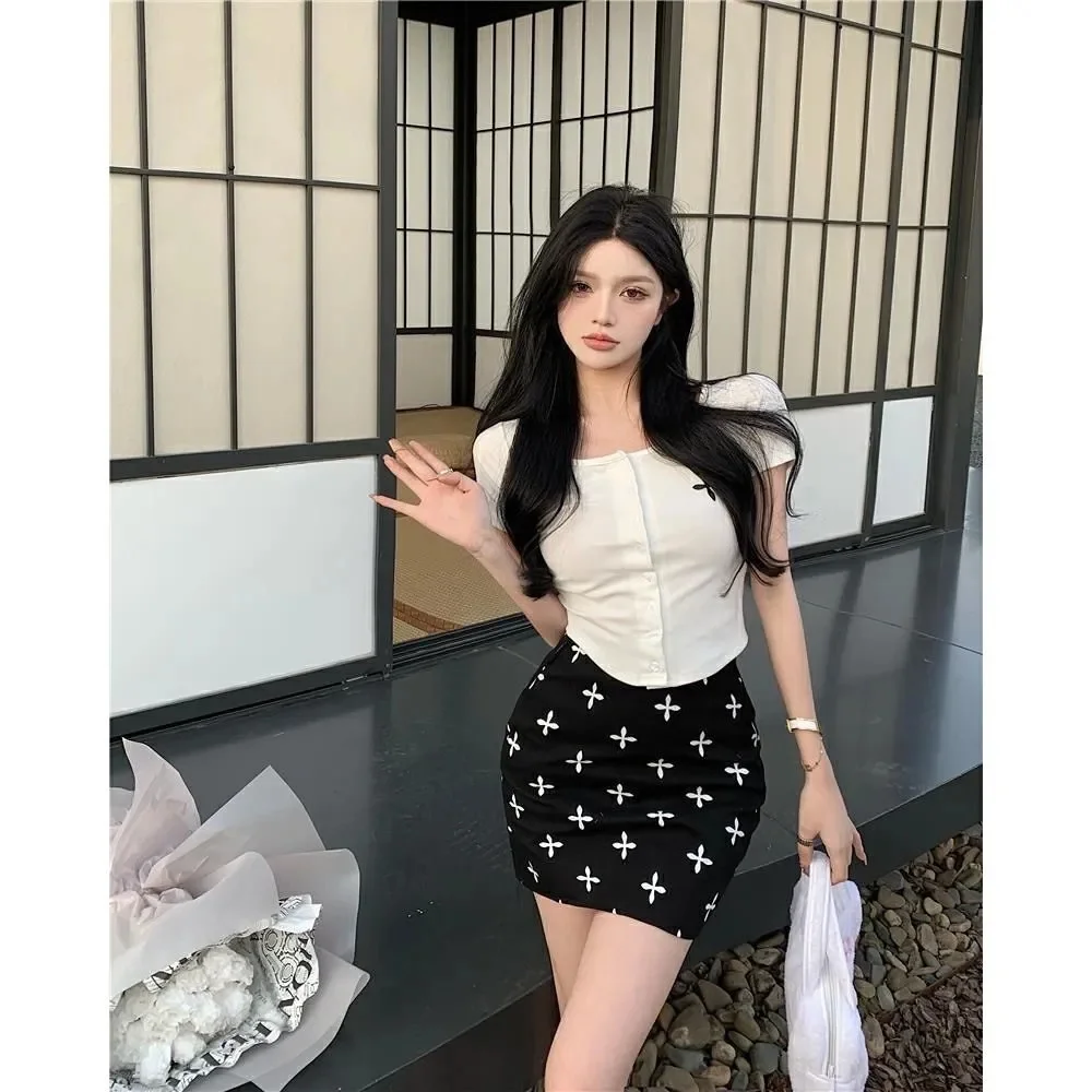 

Summer New Print women's mini skirt Women Korean Fashion Slim High Waist A-line Mini Skirt Female 2023 new extreme mini dress