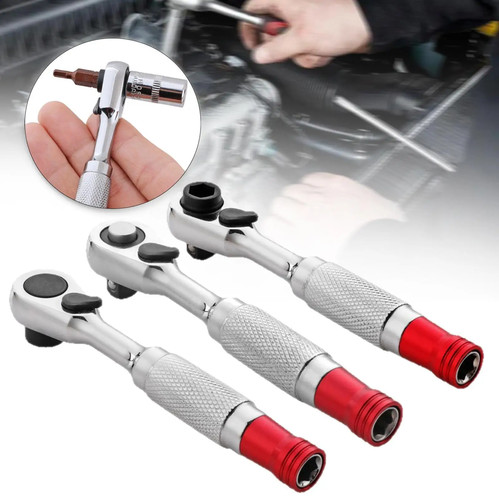 

Мини-трещоточный ключ 1/4 дюйма, практичный стальной инструмент с двойной головкой для ремонта, торцевой ключ-отвертка для обслуживания автомобилей