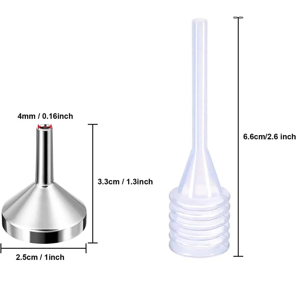 10 Pack Small Metal Funnels with 2 Pack Mini Pipette for Filling Small Mini Bottles or Containers, Atomizers, Perfume, Liquid