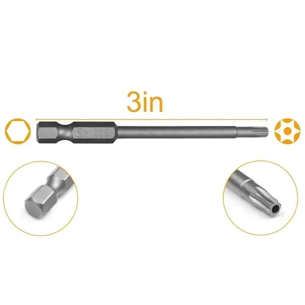 11 szt. Zestaw końcówek wkrętakowych Torx ze stali stopowej 6,25 mm z trzpieniem sześciokątnym Bezpieczna głowica magnetyczna