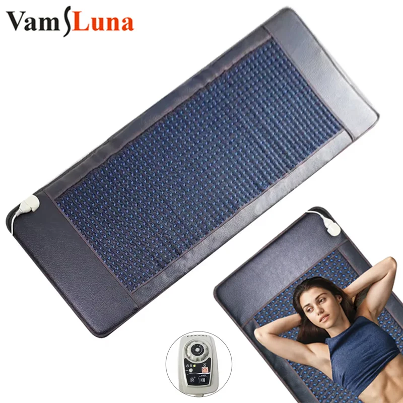 

Far Infrared Jade Massage Mat - Large Crystal Therapy Pad with Tourmaline & Germanium for Back/Neck Pain Relief, Muscle Relaxati