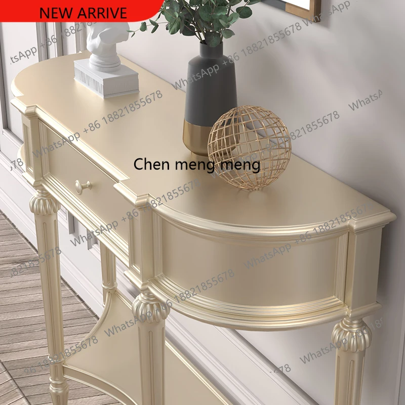 

D178 Американский легкий роскошный входной столик Входной шкаф из массива дерева Полукруглый стол с торцевым видом Декоративная узкая входная вкладка