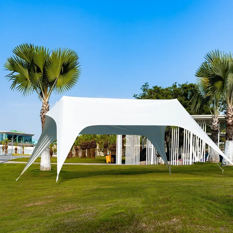 Outdoor Camping Sunshade Vinyl Canopy Wide Sunscreen Anti Heavy Rain Lazy Quick Open Tent Shelter for Beach Garden Patio Use