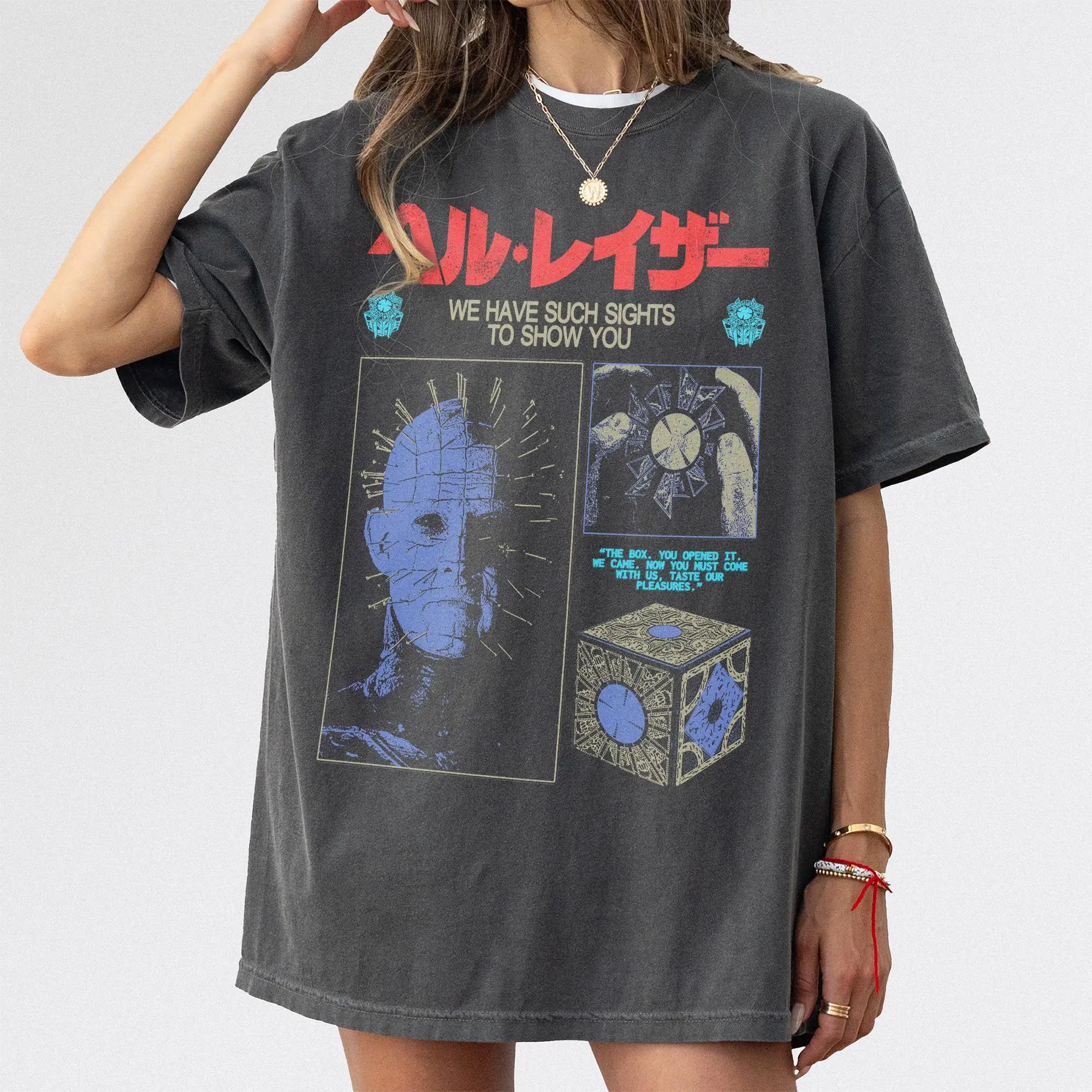 2026 Retro Hell Horror Movie Pattern T-shirt 80s Needle Movie Style Comfortable T-shirt Y2k Ins