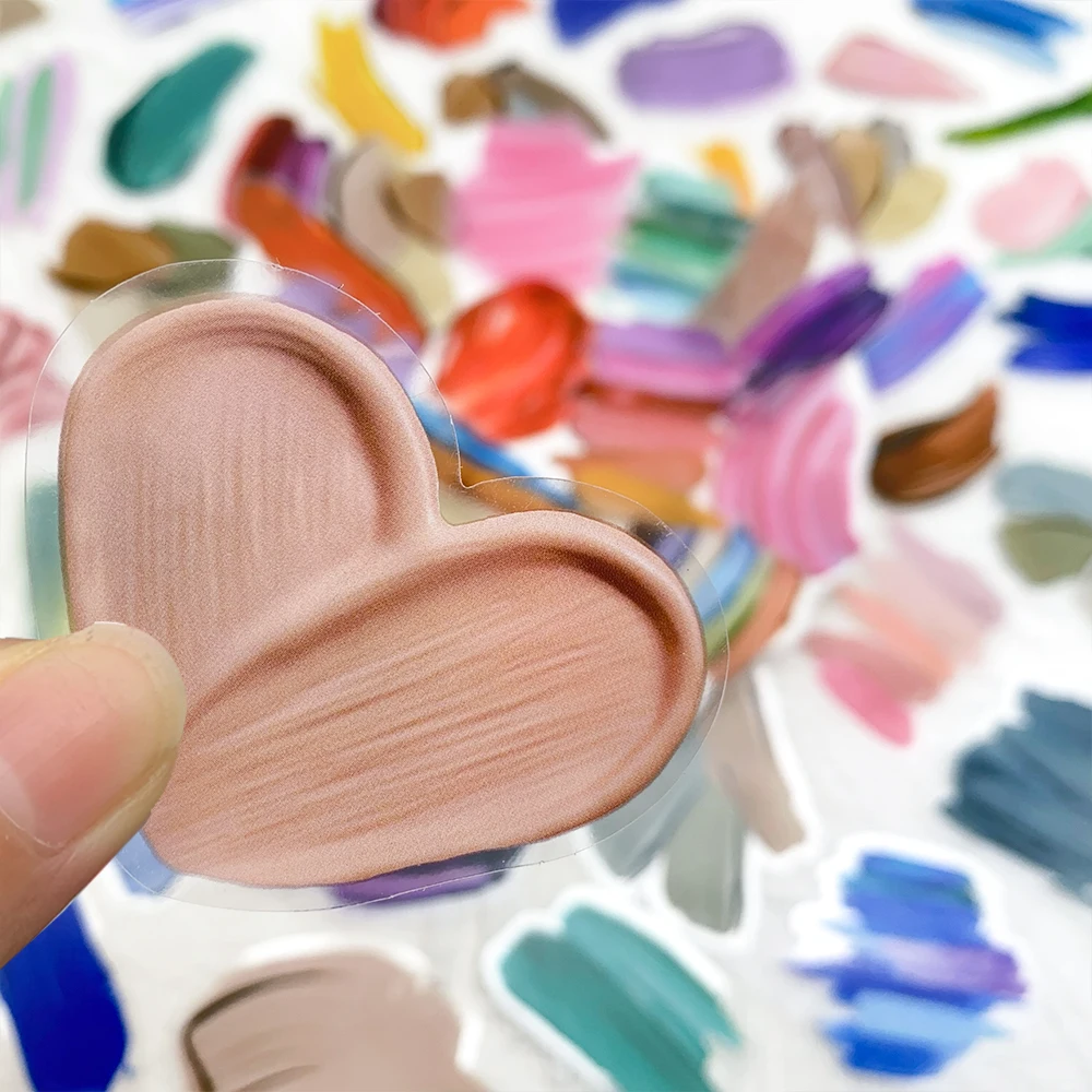 50 stuks kleurenpalet PET-stickers stickers voor laptop koffer skateboard gitaar DIY esthetische transparante stickers creatieve geschenken