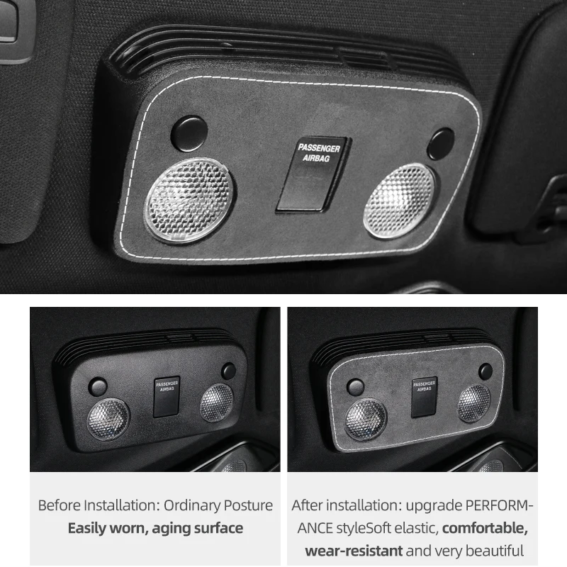 For Ford Mustang GT 2015-2023 Made of Alcantara Roof Front Reading Light Panel Trim Sticker Car Interior Tuning Accessories view 5
