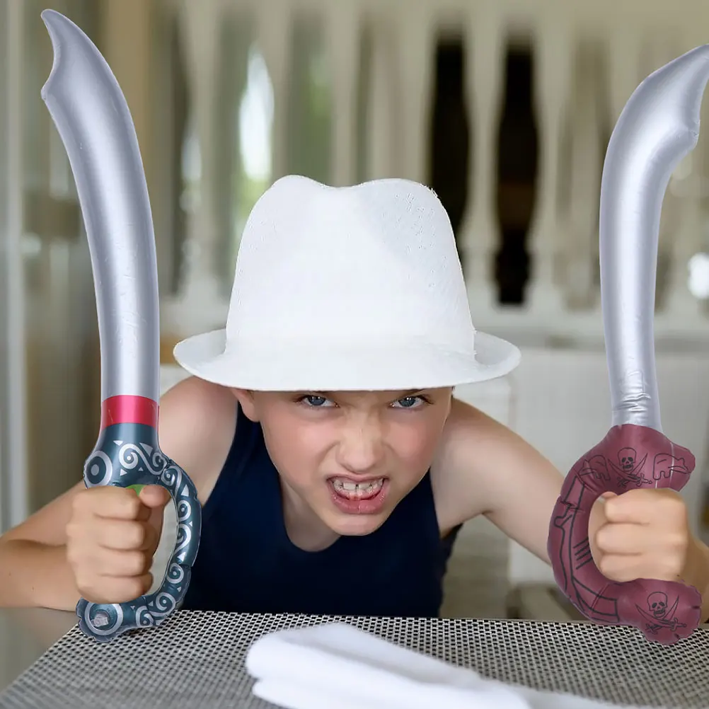 Épée de Pirate gonflable, 5 pièces, gonflage rapide, dégonflage, Portable, en PVC, pour décoration de fête, spectacle sur scène, Festival, Cosplay