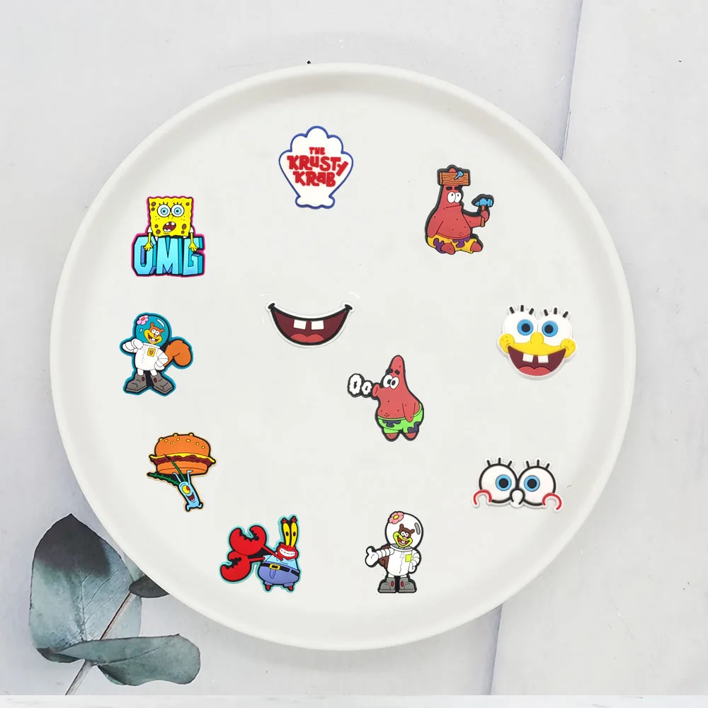 1 قطعة MINISO الإسفنج الكرتون بوب سلسلة الأحذية البلاستيكية السحر اكسسوارات الديكور سحر أبازيم صالح العصابات أساور لهدايا الحفلات #3