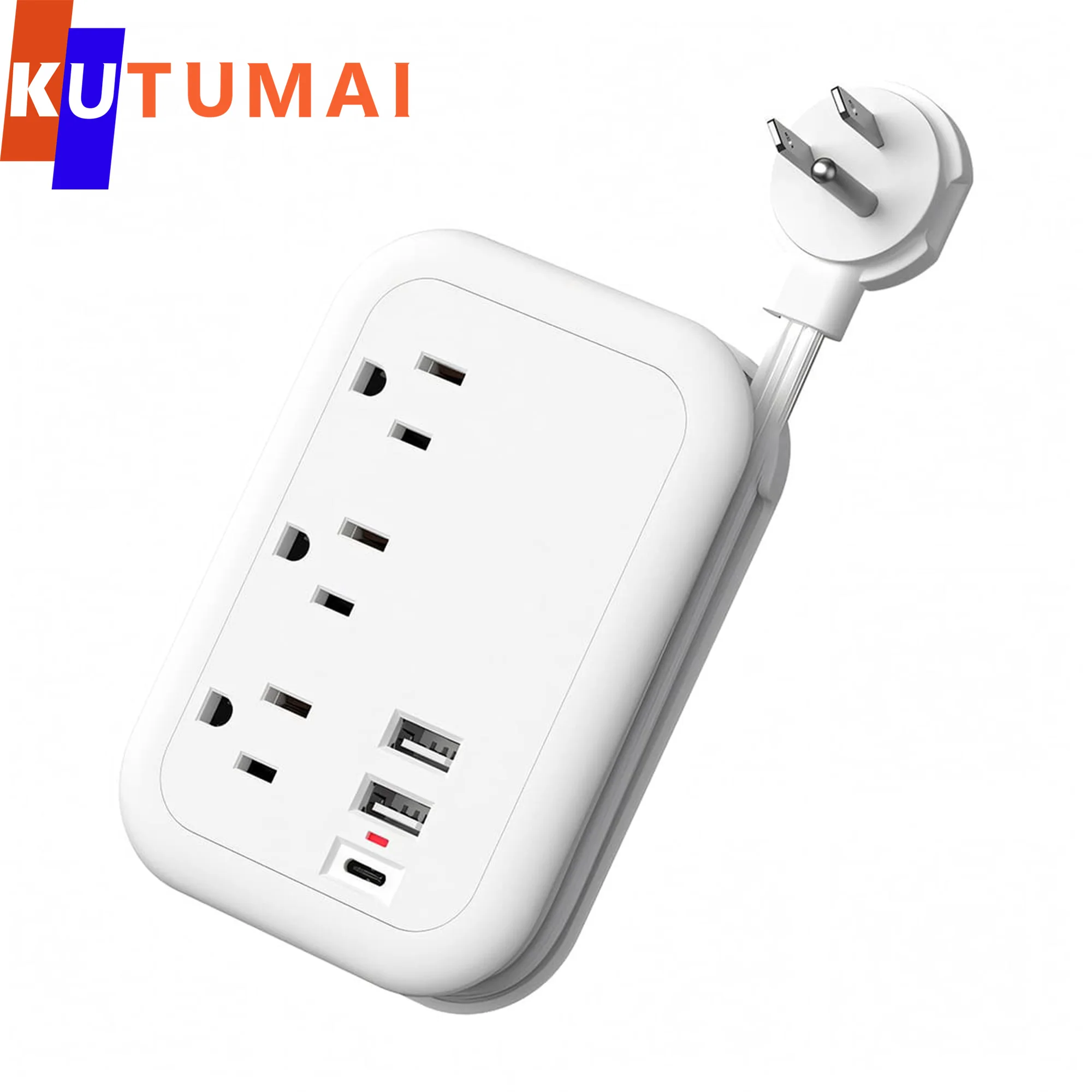 Power Strip Surge Protector With 3AC Outlets 3USB Ports,Multi Electrical Socket Outlet Travel Adapter Flat Plug For Home Travel