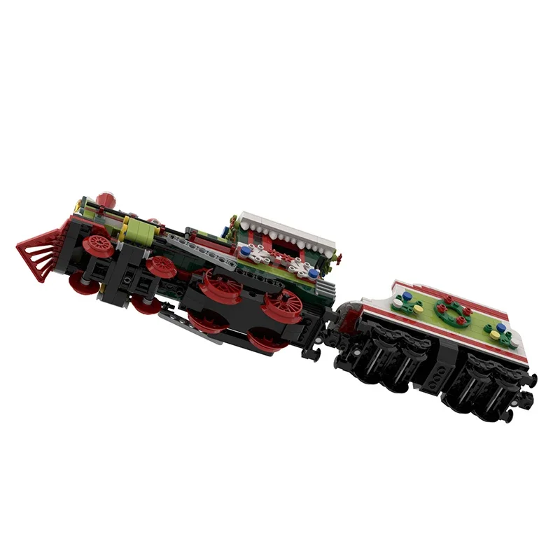 Bloques de construcción Moc, modelo de locomotora navideña, tecnología de ladrillos, bricolaje, tren de construcción, juguete de ensamblaje para regalos de vacaciones