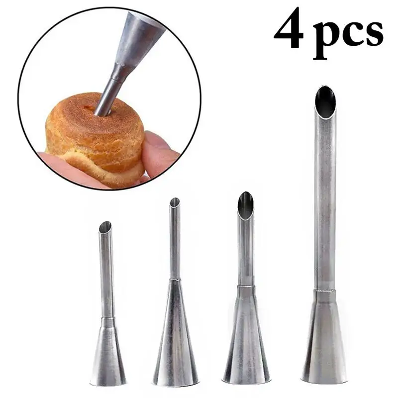 4ชิ้น/เซ็ตตกแต่งเคล็ดลับไอซิ่งสแตนเลสหัวฉีดเคล็ดลับ Pastry Piping Tip สำหรับพัฟเค้กแบบ DIY ตกแต่งเค้กเครื่องมือ