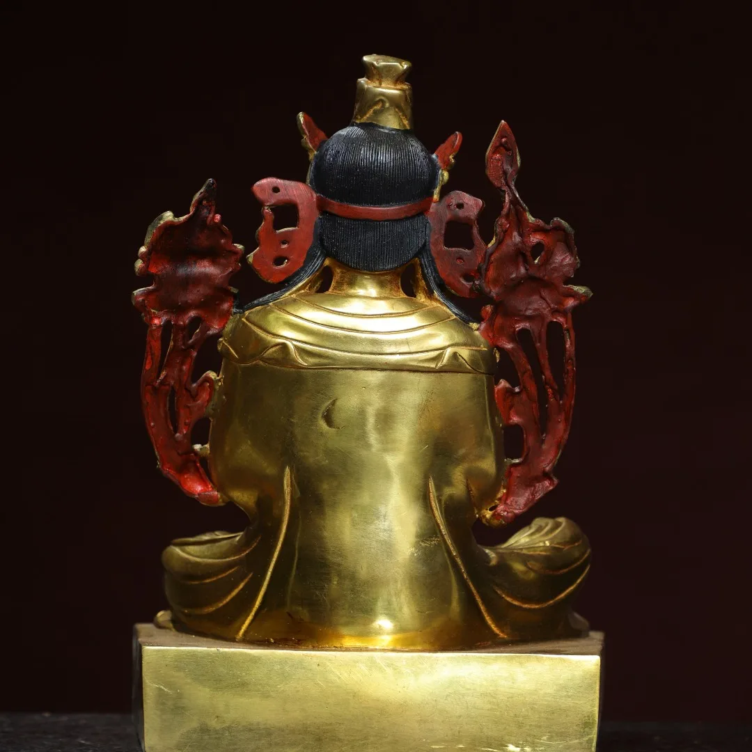 Home Worship Religious Bronze Gilded Painted Lotus Life Buddha Statue 29x21x16 cm 3kg Bronze