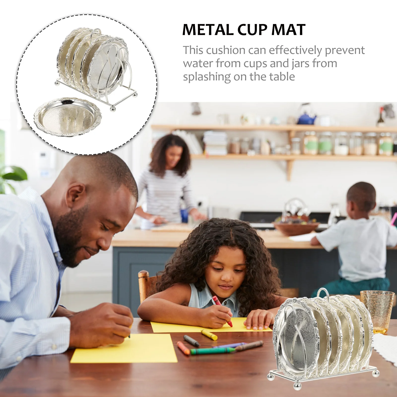 

1set Metal Drink Coasters Heat Resistant Leaf Shape Cup Mat Zinc Alloy Carved Pattern Kitchen Cup Holder Coaster Table