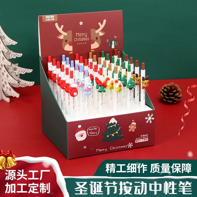 A 36PCS Christmas Series ZF2317 Signature Writing Press Neutral Pen Cute Cartoon Ink Pen Black Test Student