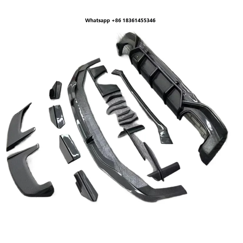 

For RS6 C8 Carbon Fiber Body Kit Front Lip Diffuser Side Skirt Spoiler