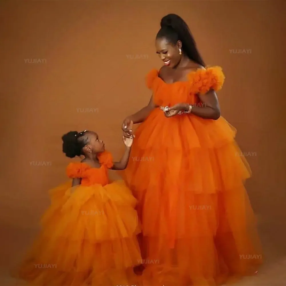 Vestido de tul esponjoso con volantes para mujer embarazada, vestido de maternidad para sesión de fotos, vestido de fiesta de cumpleaños, fotografía de madre e hijos