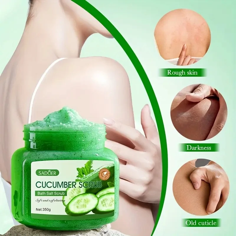 350g Cucumber Exfoliating Skin Cleansing Scrub, Containing Cucumber Ingredients, Moisturizing Shower and Bath Gel, Suitable for Smooth Light Beige Skin, Hypoallergenic Formula, Family Size 350G/12.35Oz, Suitable for All Light Beige Skin Types, Including Sensitive Skin and Pregnant Women, Daily Skincare Product, Fresh Fragrance, Natural Skincare Design, Fine Exfoliating Particles