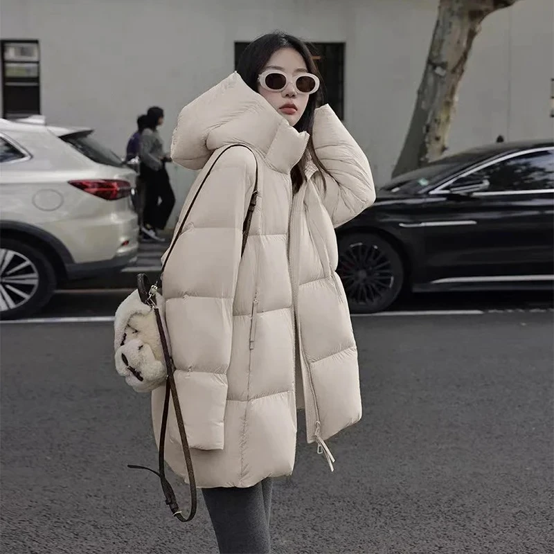 Parker Autumn Winter Clothes Women Fashion Short White Duck Down Coat Warm Thick Hooded Puffer Jacket Female