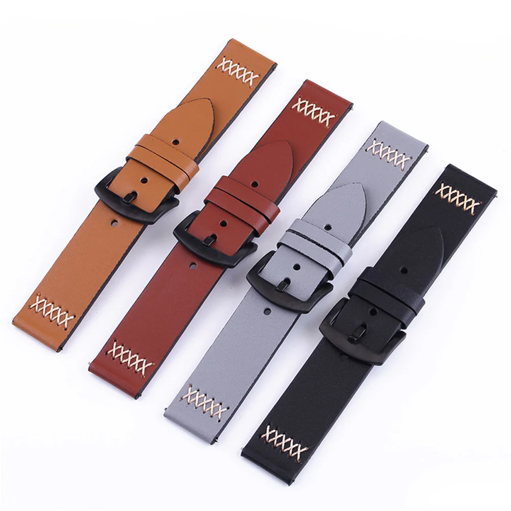 Genuine leather strap For Samsung Galaxy watch 7/6/5 pro/4 Classic/active 2 20mm 22mm sport bracelet Huawei watch GT 4-2e-3 band