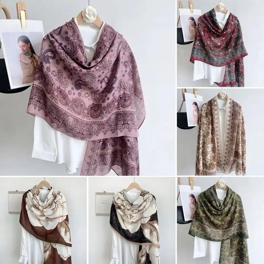 

Fashion Ethnic Style Wraps Shawl Cotton-linen Printed Long Headscarf Geometric Pattern Headscarf Lady