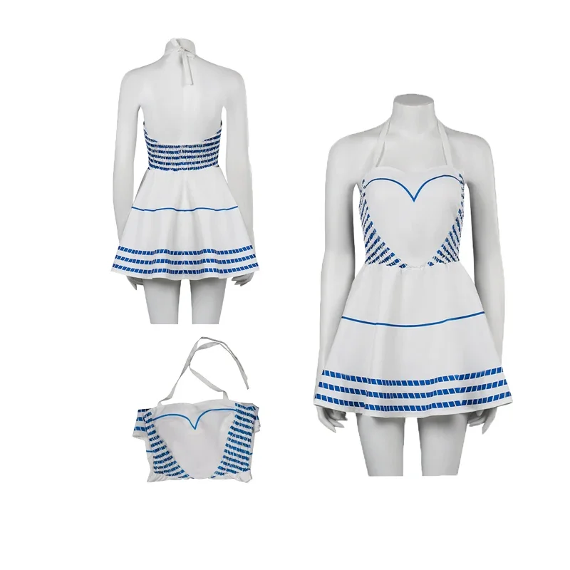 Margot Fantasy Kawaii Cosplay Costume Cute Blue White Slip Dress Female Summer Uniform Skirt Girl Halloween Outfit RZ9233