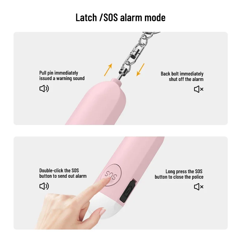 FUERS Self Defense Alarm LED Light Rechargeable Women Kids Personal 130dB SOS Defense Safety Alarm Key Chain Emergency