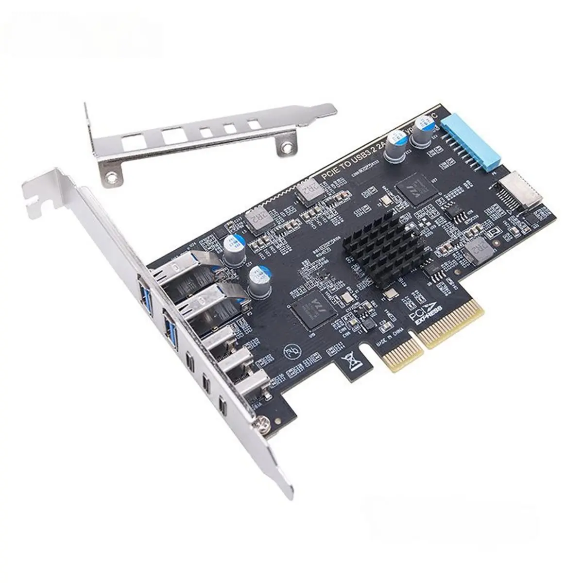 N86R PCI-E to Type-C Expansion Card PCIE to Type-Cx3+Type-Ax2+Type-E+19P IDC 10Gbps USB3.2 GEN2 for Desktop Win7/8/10/11