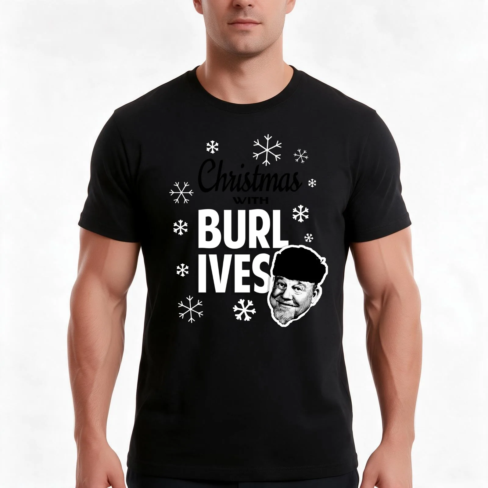 Christmas with Burl Ives T-Shirt, Summer Casual Cotton Tee, Oversized Streetwear Tops, Vintage Graphic Print, Unisex Men Women