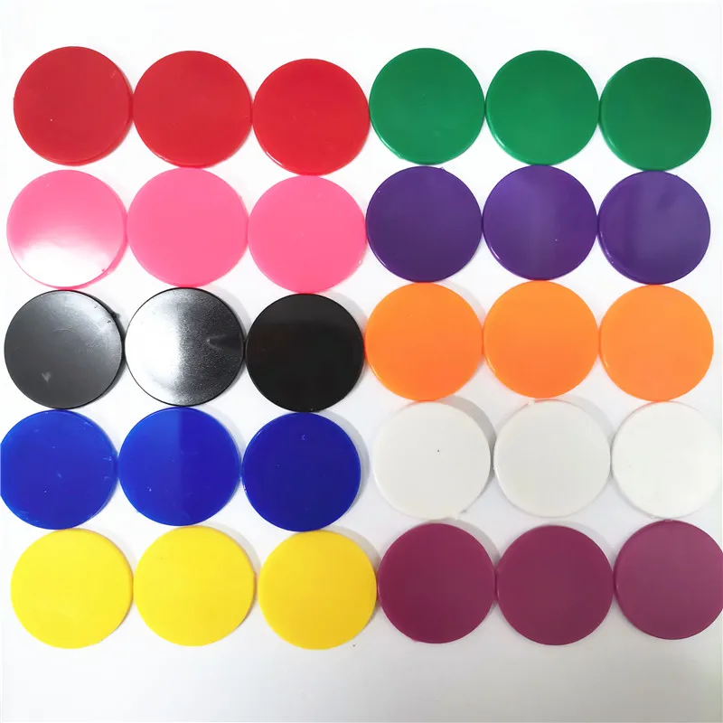 50Pcs/Lot 25mm Chips Plastic marker Poker Chip Casino Bingo Markers Token Fun Family Club Board Games teach tools 10colors