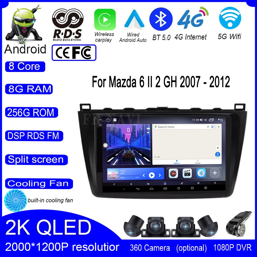 

Android 14 для Mazda 6 II 2 GH 2007 - 2012 DSP Автомобильный мультимедийный видеоплеер навигатор GPS 4G CarPlay WiFi