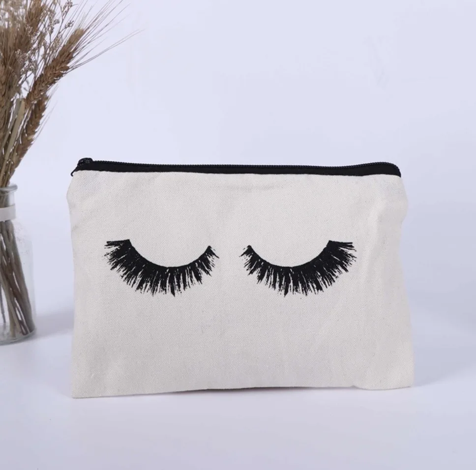 حقيبة مكياج من القطن والكتان المقاوم للماء مع سحاب لتخزين مستحضرات التجميل وحقيبة تخزين أدوات الزينة للسفر من Mystery #3