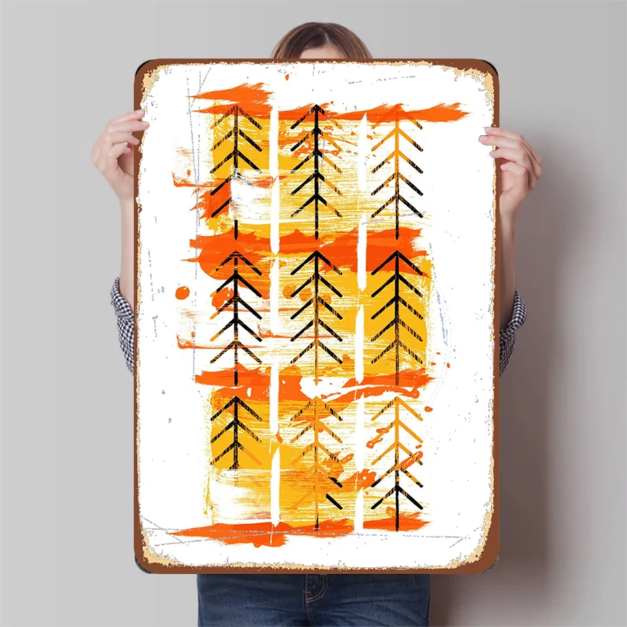 Nordic Geometric Arrow Pattern Iron Painting Vintage Distressed Wall Decor for Living Room Home Decoration Art Hanging Ornament