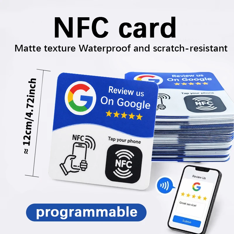 For Google Review NFC Sign Self Adhesive NFC Tap Sticker Matte NFC Plate Business Store Table Window Collect Customer Reviews