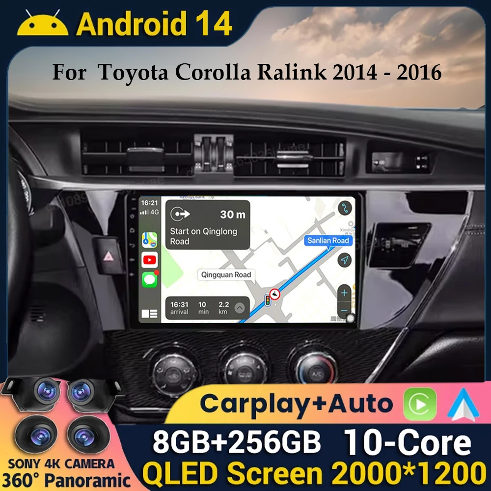 

Android 14 For Toyota Corolla Ralink 2013 2014 2015 2016 4G Car Stereo Radio Multimedia Video Player Navigation GPS Autoradio