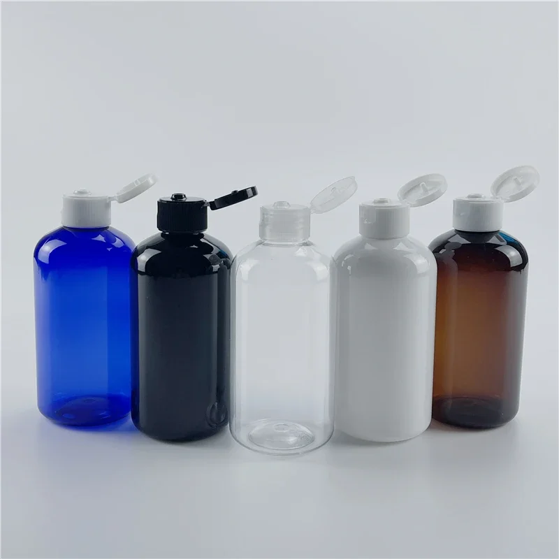 

250ML X 24 Empty Round Shoulder Plastic Bottle With Flip Top Cap PET Lotion Bottle Travel Size Container For Shampoo Shower Gel