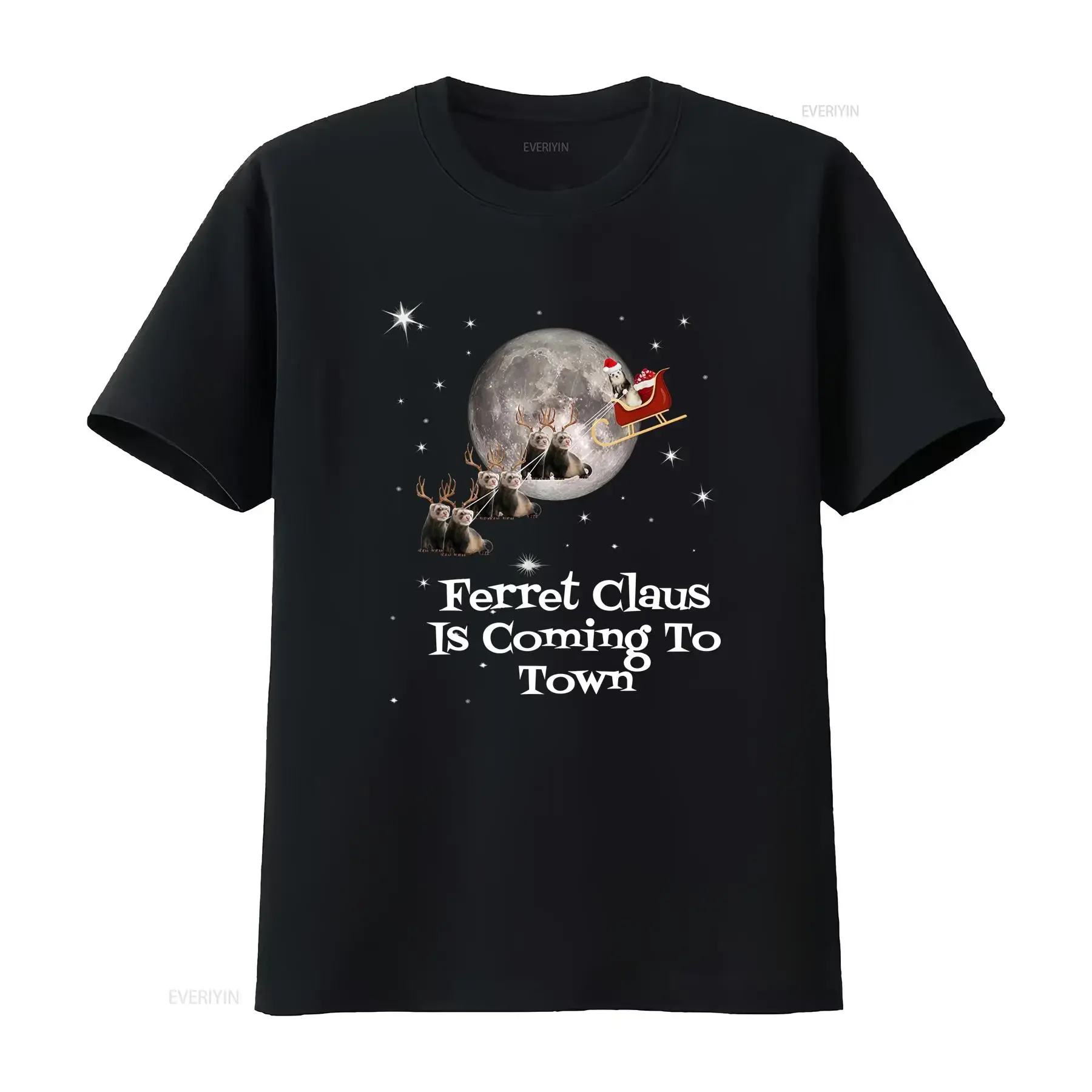 Pet Ferret T Shirt Funny Santa Claus Sleigh  vintage Washed Breathable streetwear Stylish Top For Everyday Wear Casual