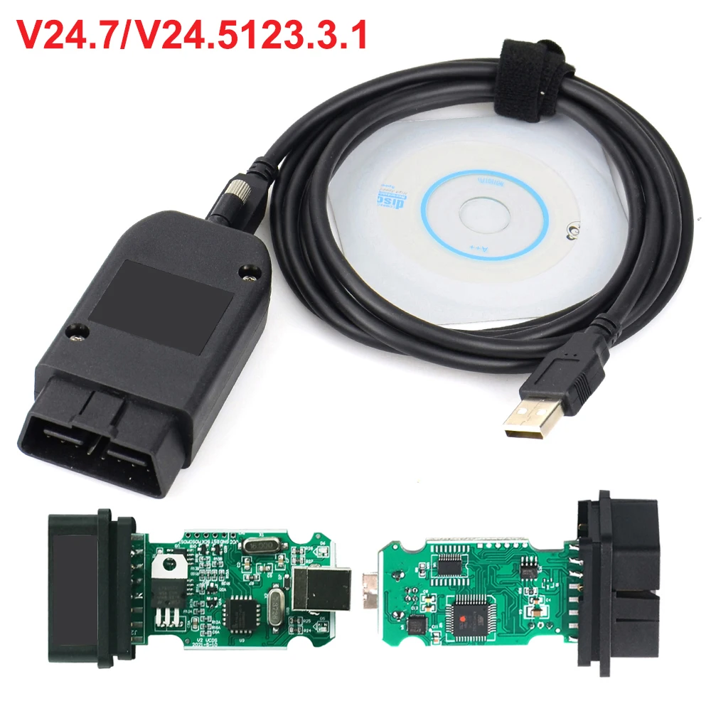 أحدث V24.5 لواجهة VAG HEX V2 USB غير محدود VINs ATMEGA162 Obd2 الماسح الضوئي لأداة تشخيص السيارة كابل VAG HEX V2