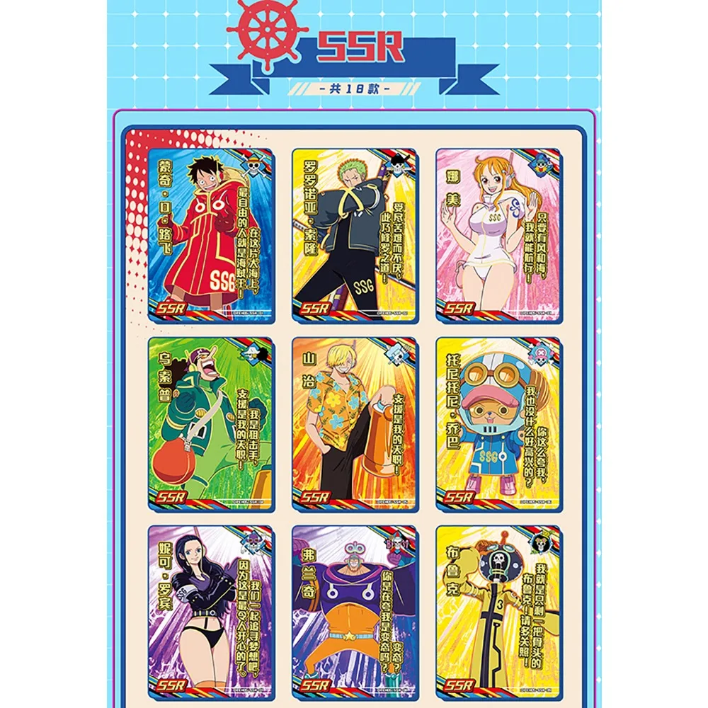 One Piece Collection Cards for Children Anime Character Shanks Sabo Borsalino Colorful Hot Stamping Gold UR Cards Hobbies Gifts